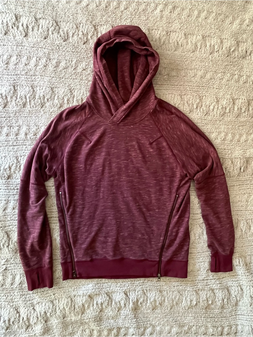 Lululemon Heathered Burgundy Side-Zip Pullover Hoodie Size 6